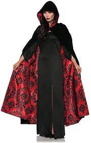 Deluxe Velvet & Satin Flocked Cape - Red
