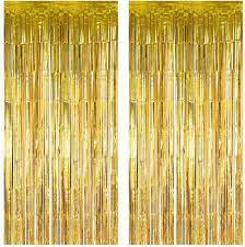 Metallic Fringe Curtain - Gold