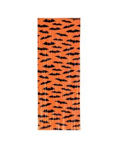 Fringe Curtain - Orange w/ Bats