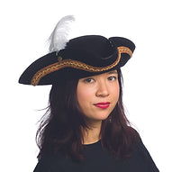 Suede Pirate Hat with Feather - Black