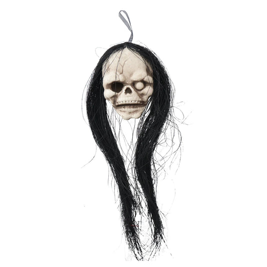 Hanging Décor - Scary Head Skull with realistic Hair