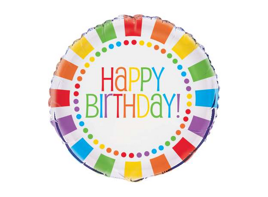 18" Mylar - Rainbow Birthday