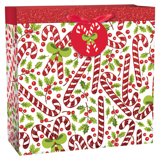 Square Gift Bag - Candy Canes