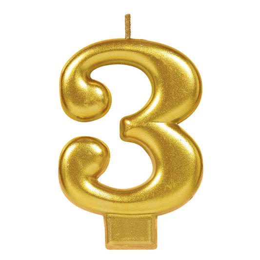 Gold Number Candle - 3