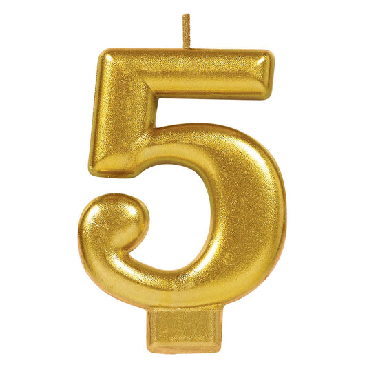 Gold Number Candle - 5