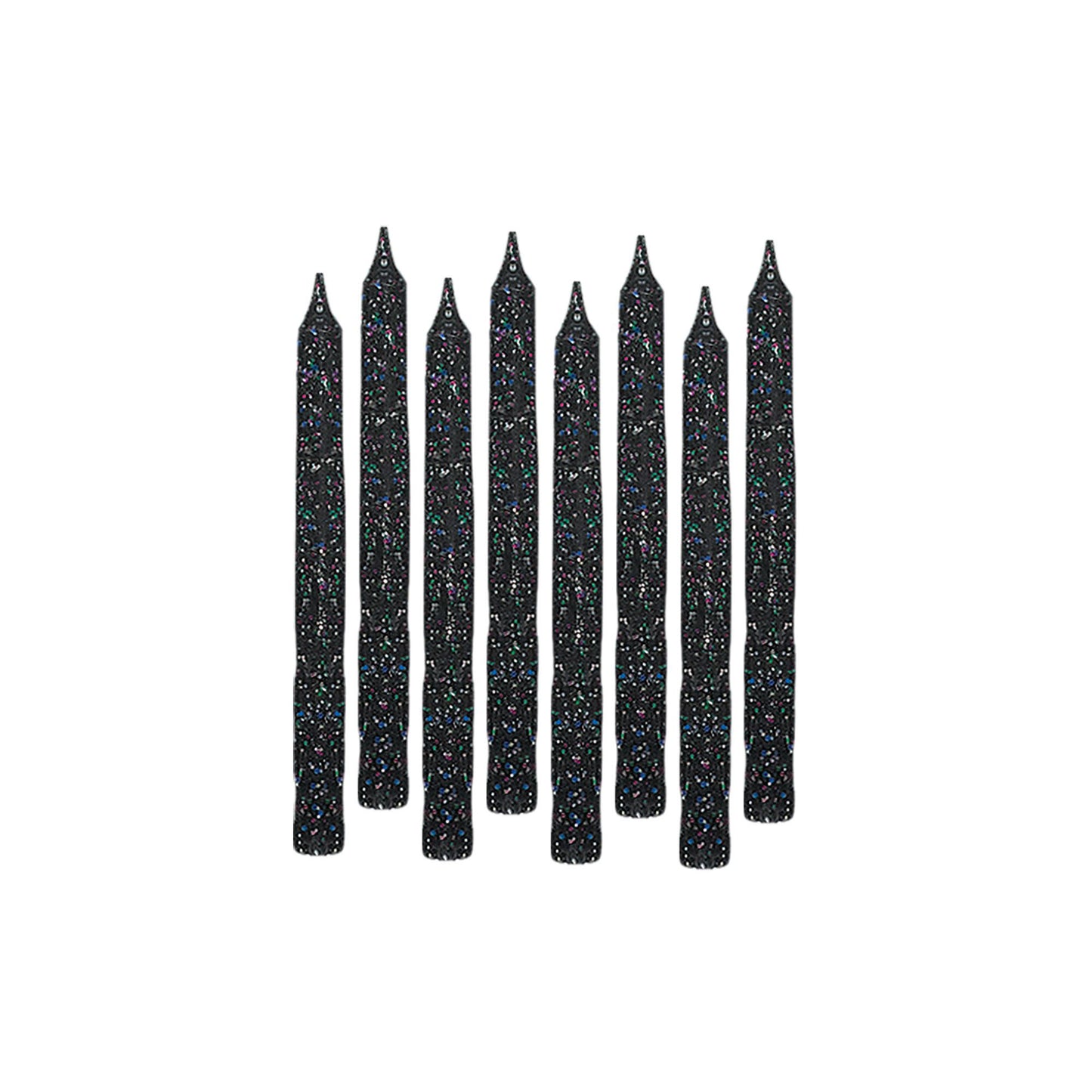 Large Glitter Black Candles 24ct
