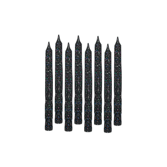 Large Glitter Black Candles 24ct