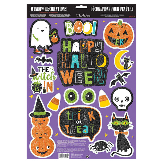 Hallo-Ween Friends Glitter Window Decorations