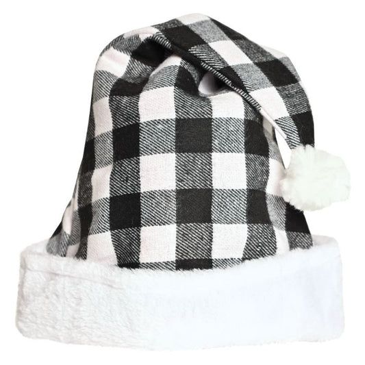 Santa Hat - Black Plaid