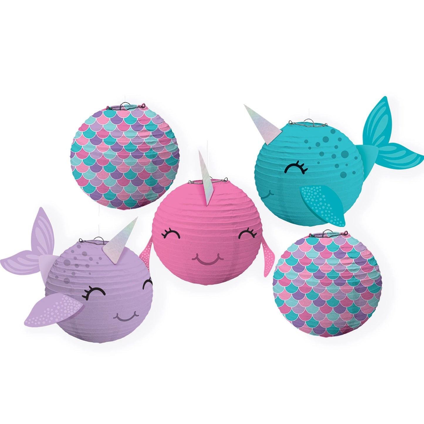 Shimmering Mermaids Mini Narwhal Lanterns 5ct