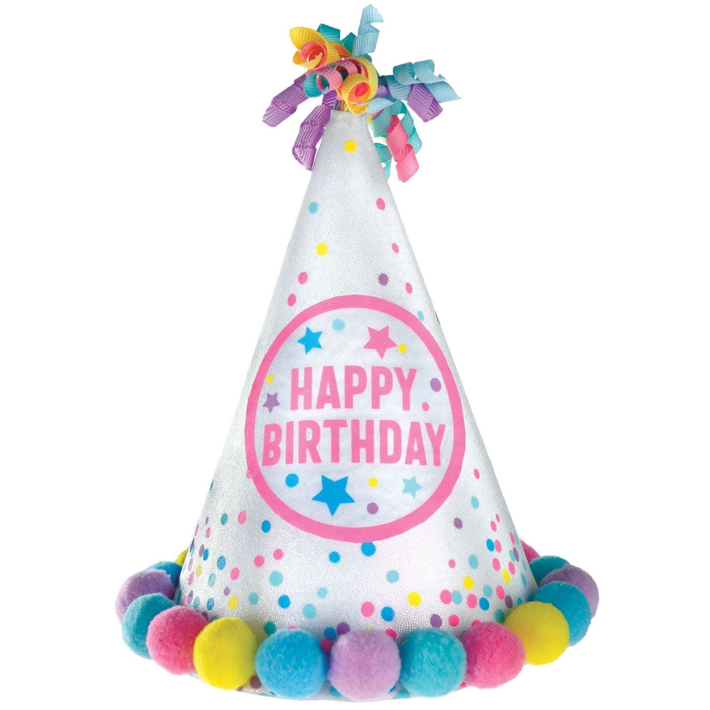 Birthday Cone Hat - Pastel Party Pom