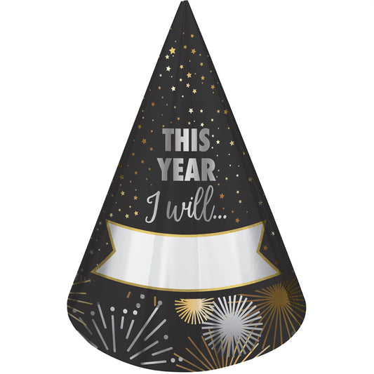 Fill-In New Year’s Resolution Party Hats 8ct