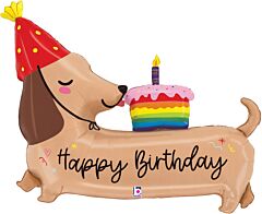 43" Super Shape Mylar - Happy Birthday Dachshund