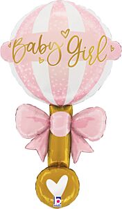 35" Supershape Mylar - Satin Baby Girl Rattle