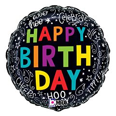 18" Mylar - Birthday Doodles