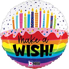 18" Mylar - Rainbow Birthday Wishes