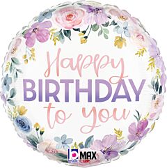 18" Mylar - Floral Watercolor Birthday