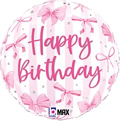 18" Mylar - Pretty Pink Bow Birthday