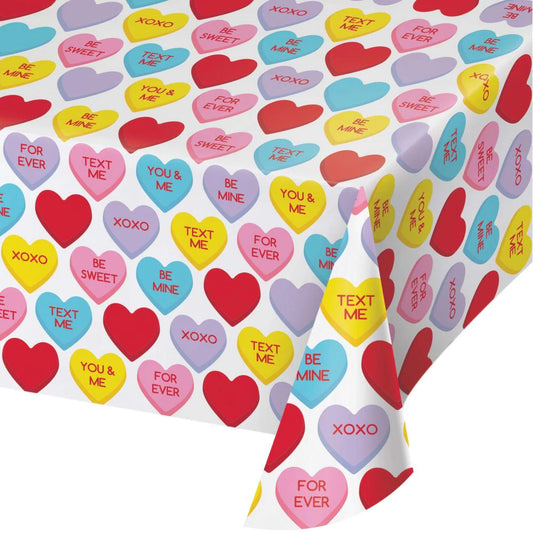 Plastic Table Cover - Candy Hearts