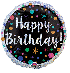 18" Mylar - Holographic Polka Dot Birthday