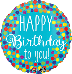 18" Mylar - Happy Birthday To You Dots