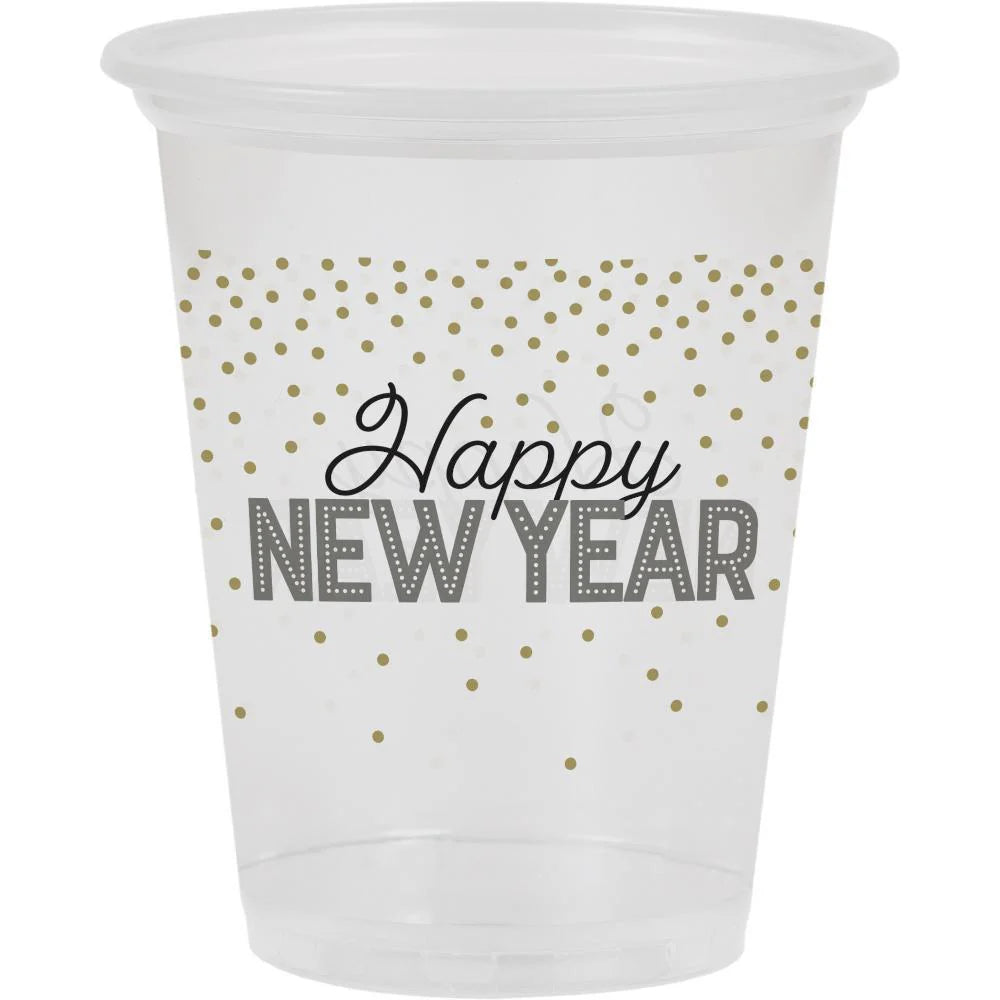 Clear Plastic Cups - Happy New Year 8ct