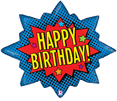 32" Super Shape Mylar - Superhero Birthday Burst