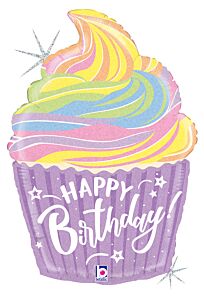 22" happy birthday cupcake mylar