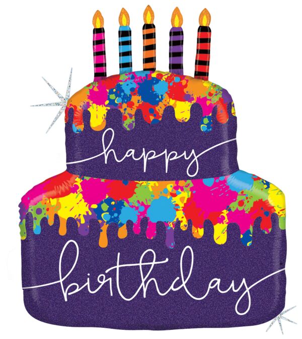 Paint Splatter Birthday Cake 30"