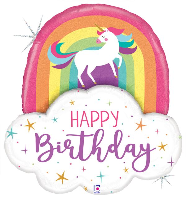 35" Unicorn Rainbow Birthday Holographic