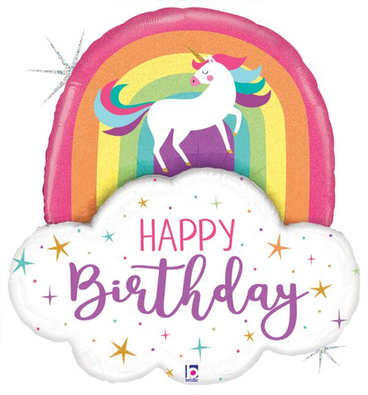 35" Unicorn Rainbow Birthday Holographic