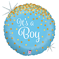 18" Mylar - Glitter It's a Boy Holographic