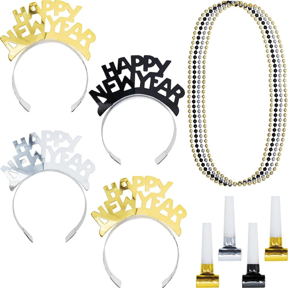 New Years Wearable Kit For 4 - Black, Gold, and Silver
