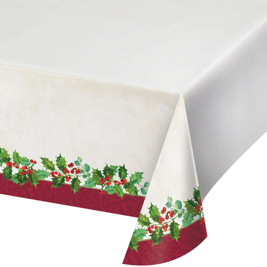 Paper Table Cover - Holiday Holly