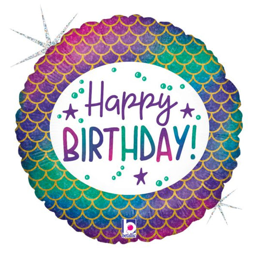18" Glitter Mermaid Bday Holographic