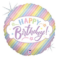 18" Mylar - Pastel Birthday Holographic