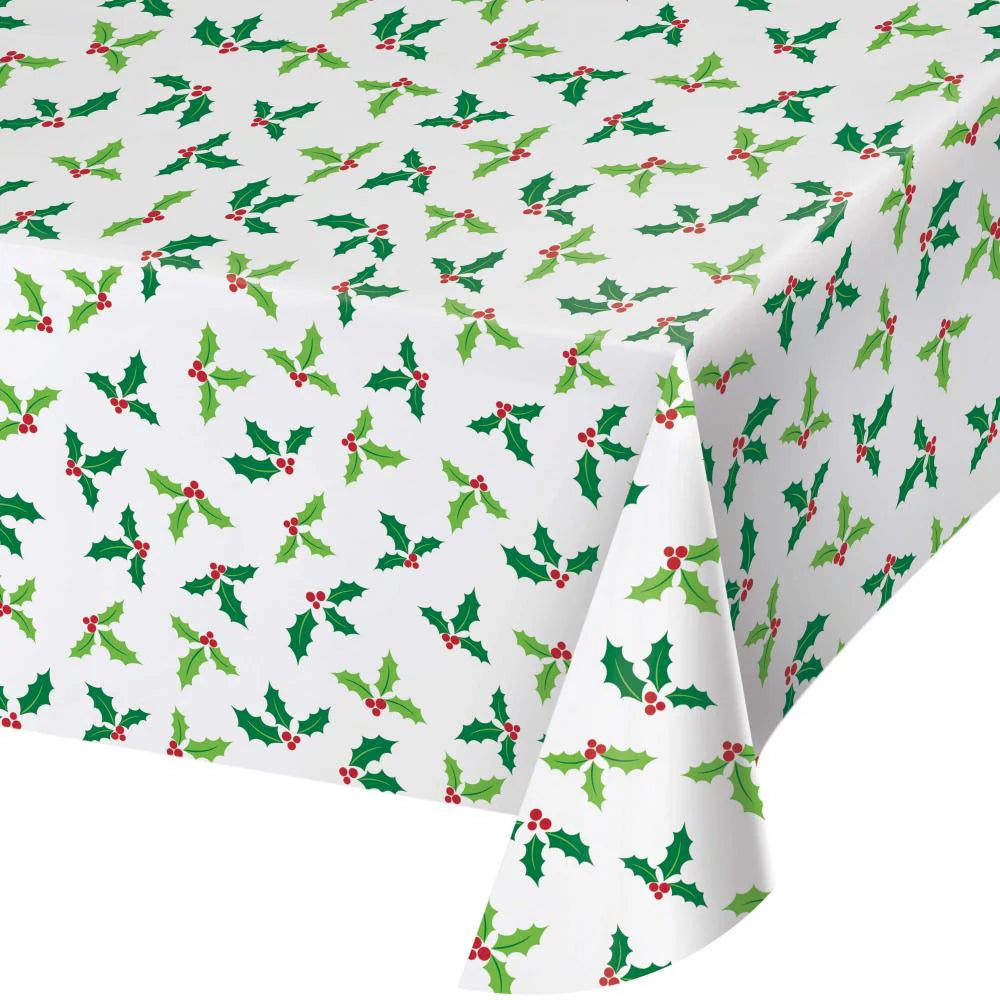 Holly Plastic Table Cover - All Over Print