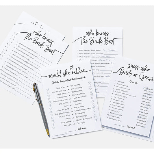 3 Bridal Shower Games Pack 75pc