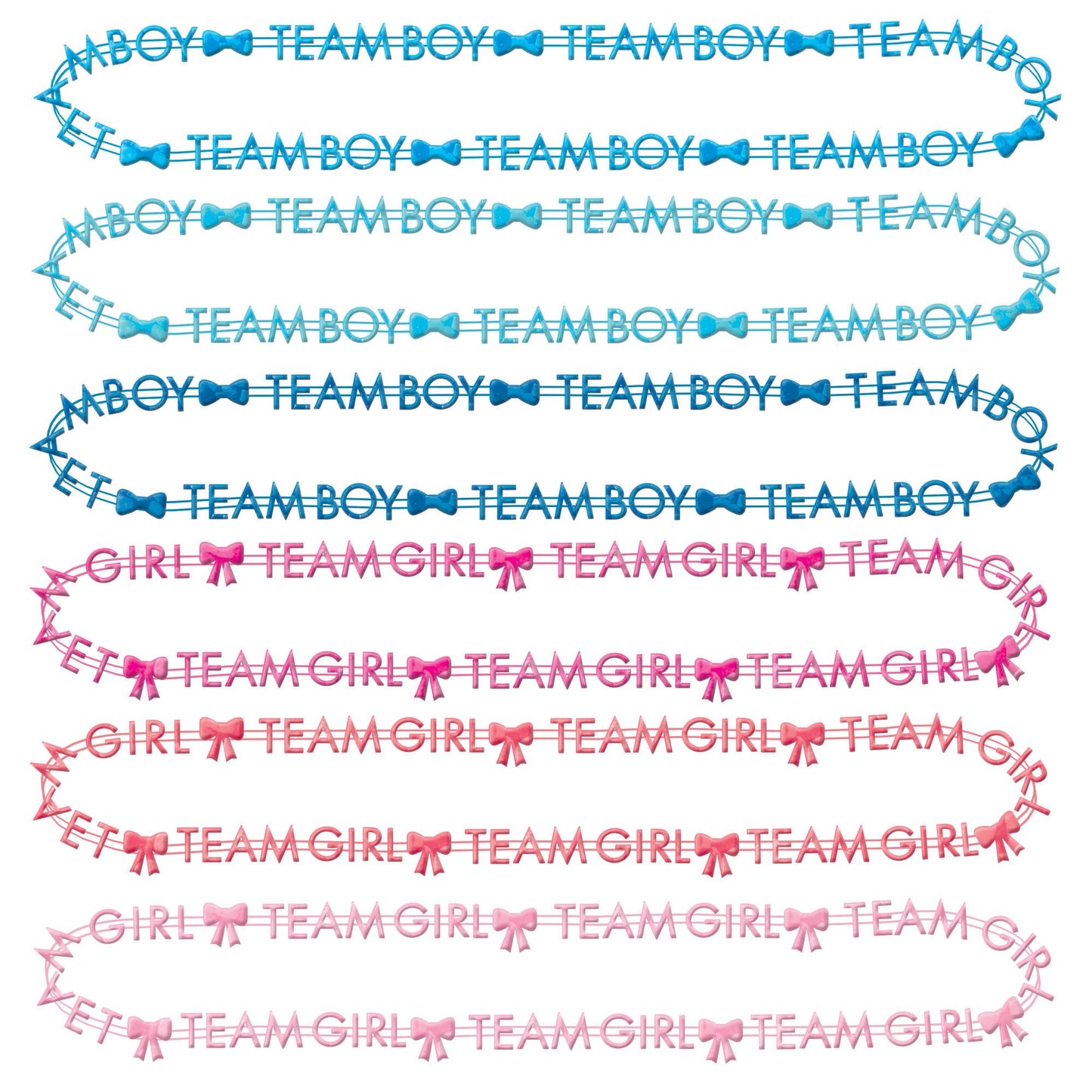 Gender Reveal Team Boy/ Team Girl Necklaces - 10ct