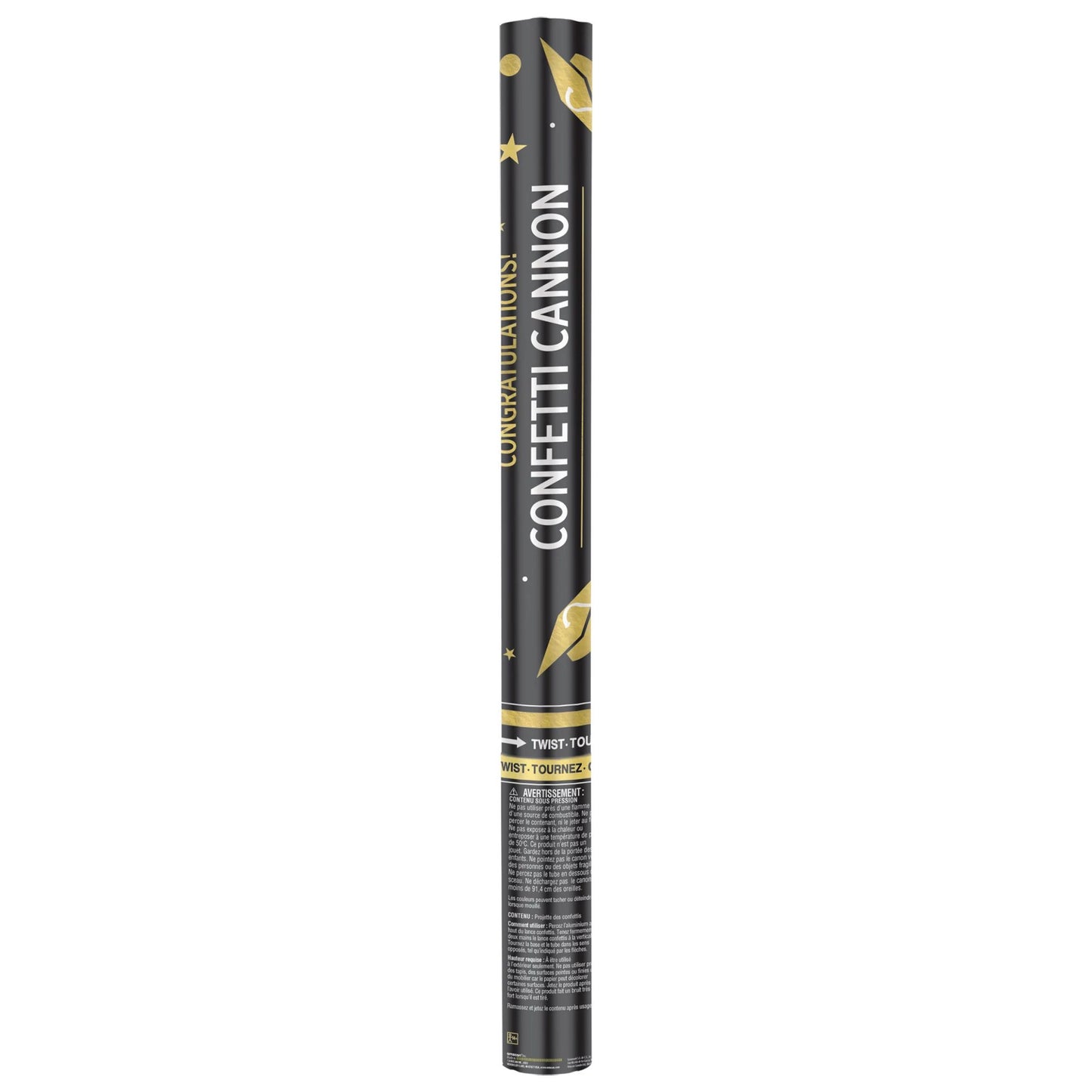 Grad Giant Confetti Cannon - Black, Silver, Gold