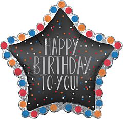 34" Super Shape Mylar - Happy Birthday to You Star