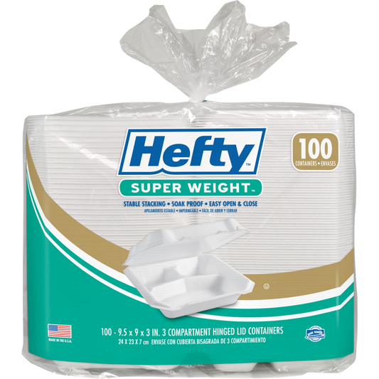 Hefty Super Weight - 3 Compartment Takeout Container