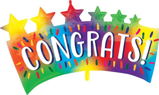 34" Supershape Mylar - Congrats Star Banner