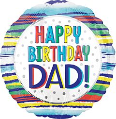 17" Mylar - Stripped Happy Birthday Dad