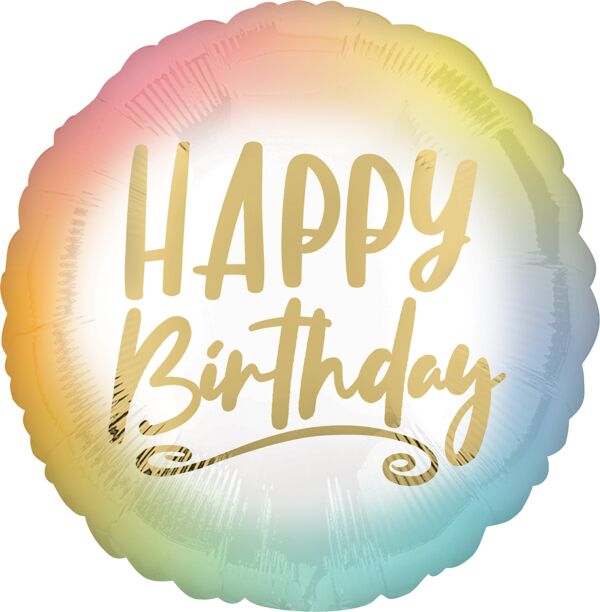 17" Ombre and Gold Happy Birthday