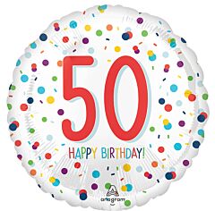 17" Mylar - Confetti Birthday 50