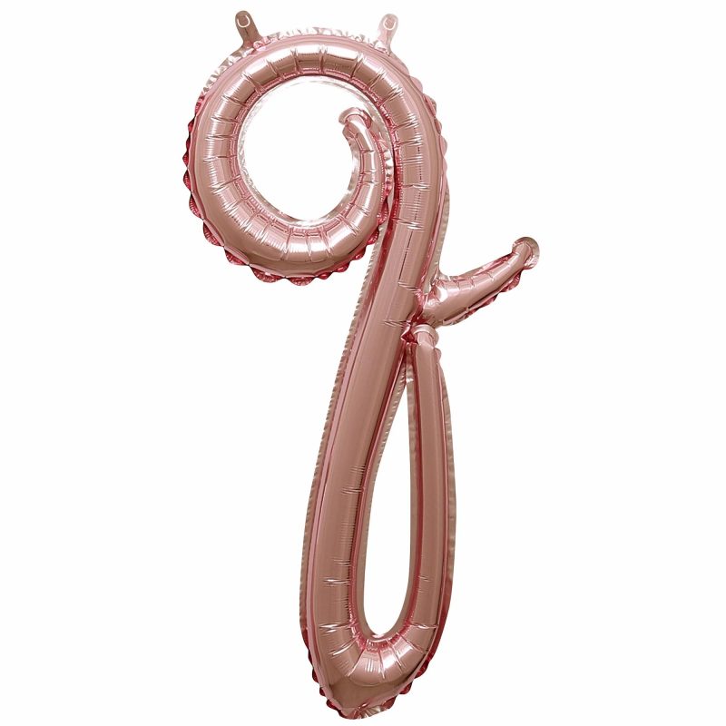 16" Air-Filled - Script Rose Gold Letter "q"