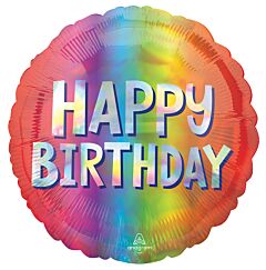 18" Mylar - Happy Birthday Silver Ombre