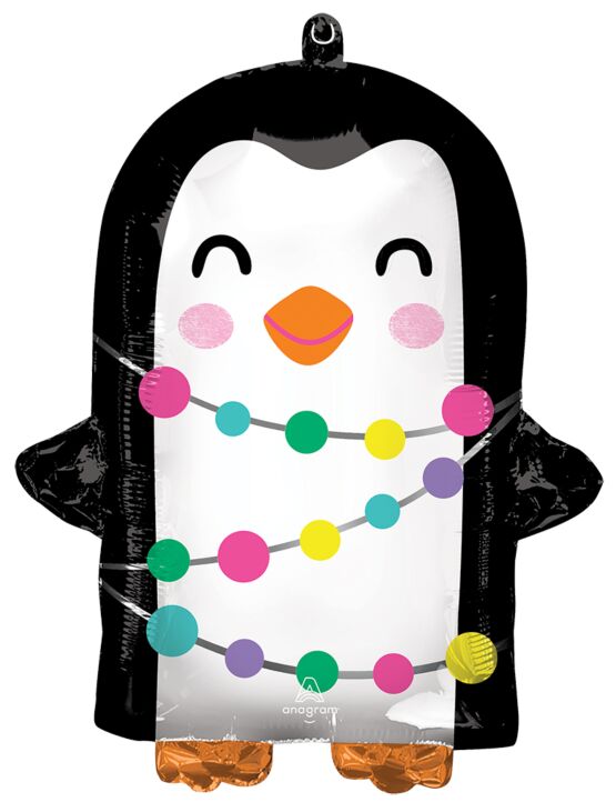 18" Mylar - Bright Holiday Penguin