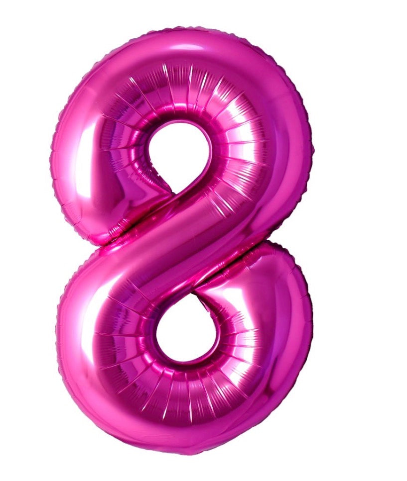 34" pink Number Mylar - #8